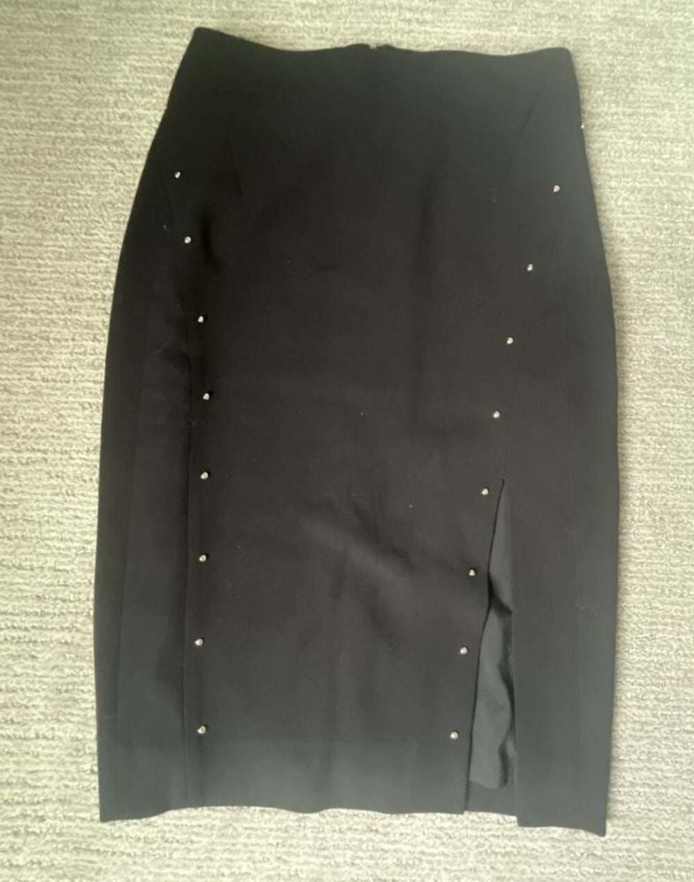 White House Black Market Black Studded Pencil Skirt with Side Slit